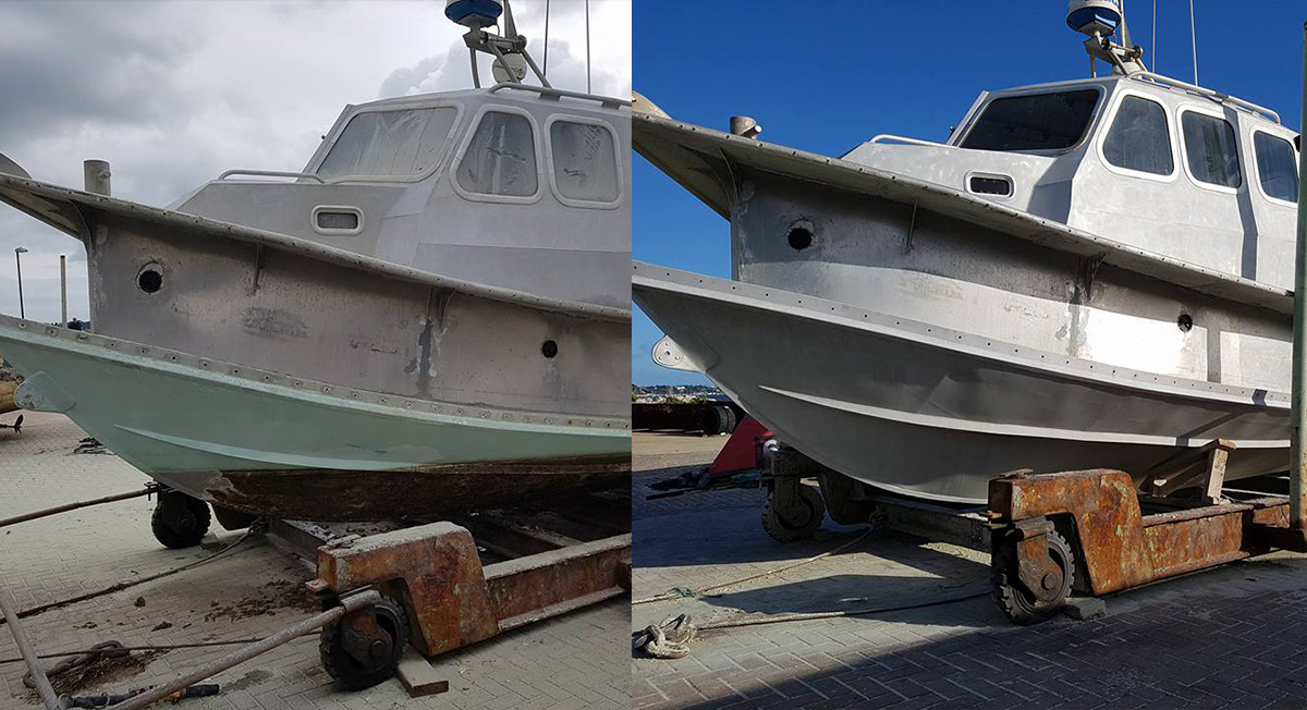 Dustless Mobile Blasting of Clarksville marine project 7