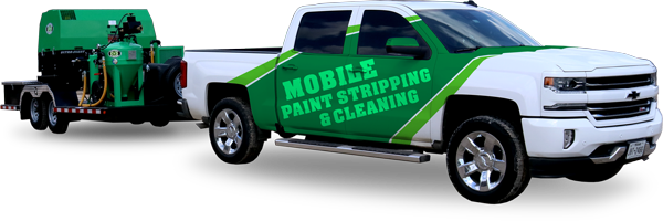 Dustless Mobile Blasting of Clarksville wrapped service truck